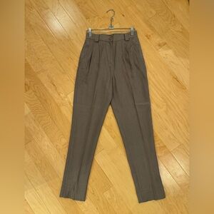 American Apparel Tapered Pleated Linen Pants in Gray